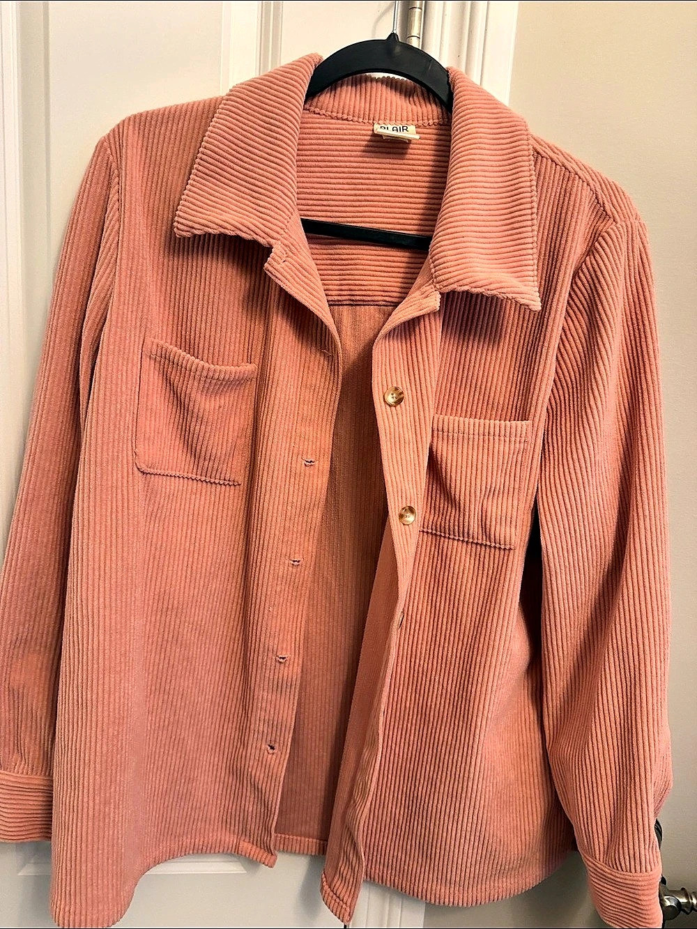 BLAIR Women's Corduroy Shirt Jacket Pink Medium